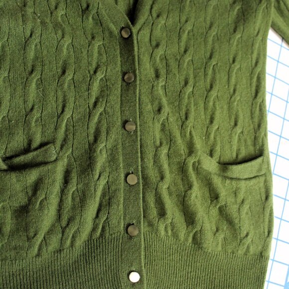 Talbots Pure Cashmere Green Cardigan, Petite Small (fits like PXS) - Picture 6 of 8